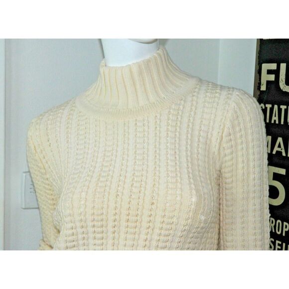 Mallory Dress Size Small Ivory 1960's Sweater‎ Italian Knit 100% Wool Vintage - Picture 5 of 13